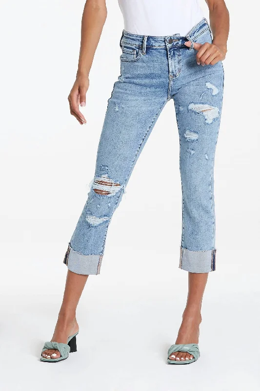 Blaire High Rise Cuffed Slim Straight Jean In Glass Beach Trendy Plus Size Jeans