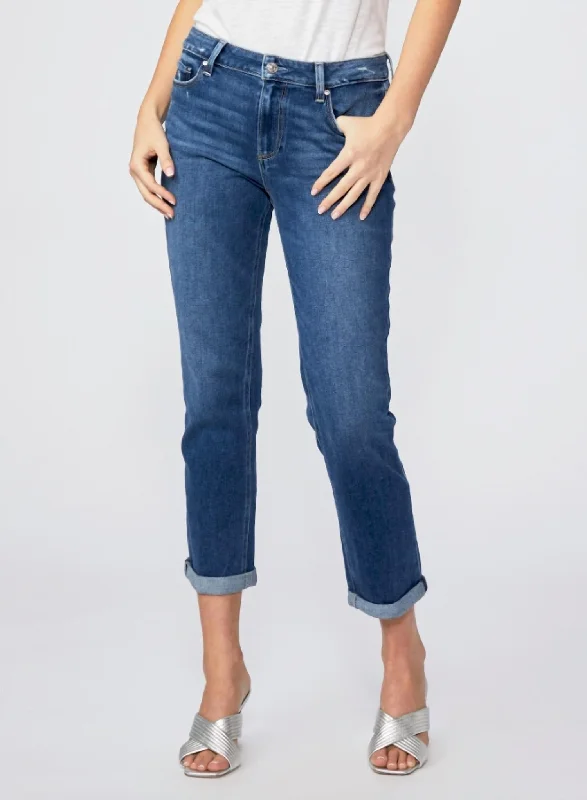 Brigitte Mid-Rise Slim Boyfriend Denim Jeans In Eiffel Trendy Wide-Leg High-Waist Denim