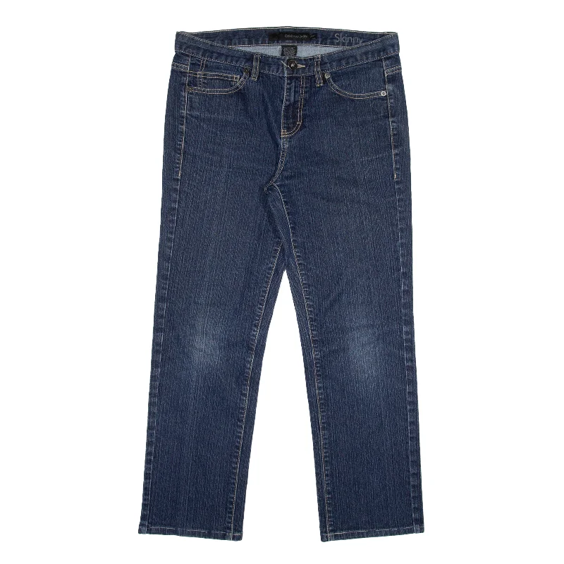 CALVIN KLEIN Crop Jeans Blue Denim Slim Skinny Womens W29 L26 Comfortable Zip-Fly Denim Jeans CALVIN KLEIN Crop Jeans Blue Denim Slim Skinny Womens W29 L26 Comfortable Zip-Fly Denim Jeans