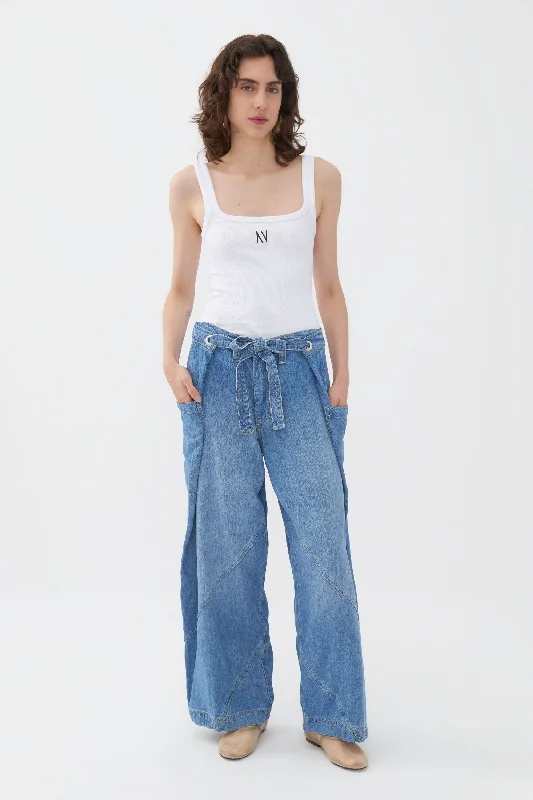Contrast Top Stitching Pockets Jeans Chic Dark-Wash Skinny Jeans