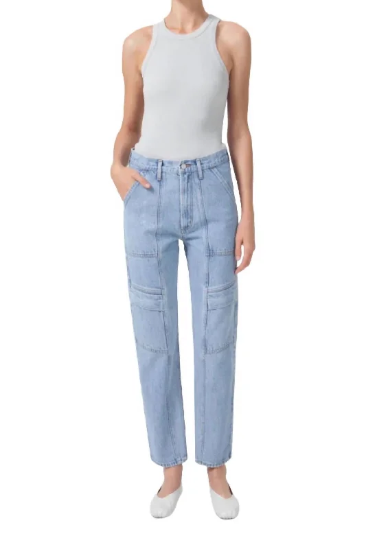 Cooper Cargo Jeans In Rank Chic Rip-Detail High-Waist Jeans