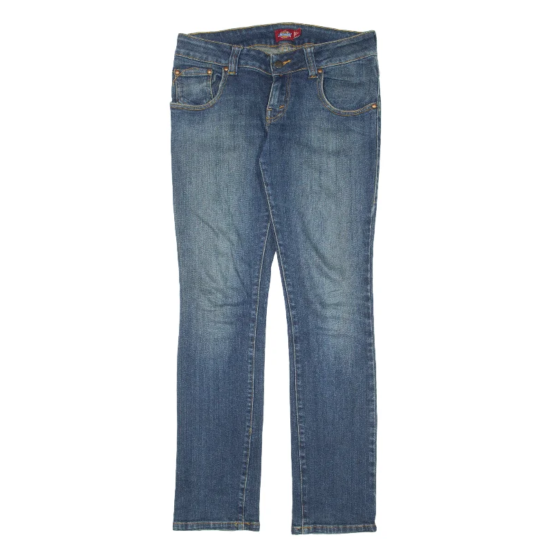 DICKIES Jeans Blue Denim Slim Straight Stone Wash Womens W30 L30 Comfortable Stretch Denim Jeans