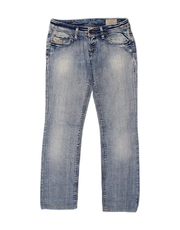 DIESEL Womens Lowky Straight Jeans W26 L28 Blue Fashionable Raw Edge Jeans