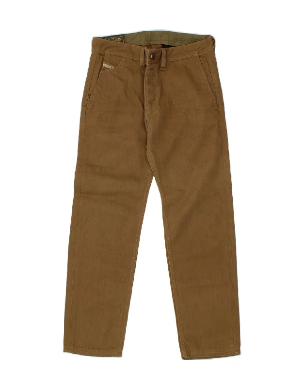 DIESEL Womens Straight Jeans W29 L28 Brown Cotton Chic Double Waistband Jeans