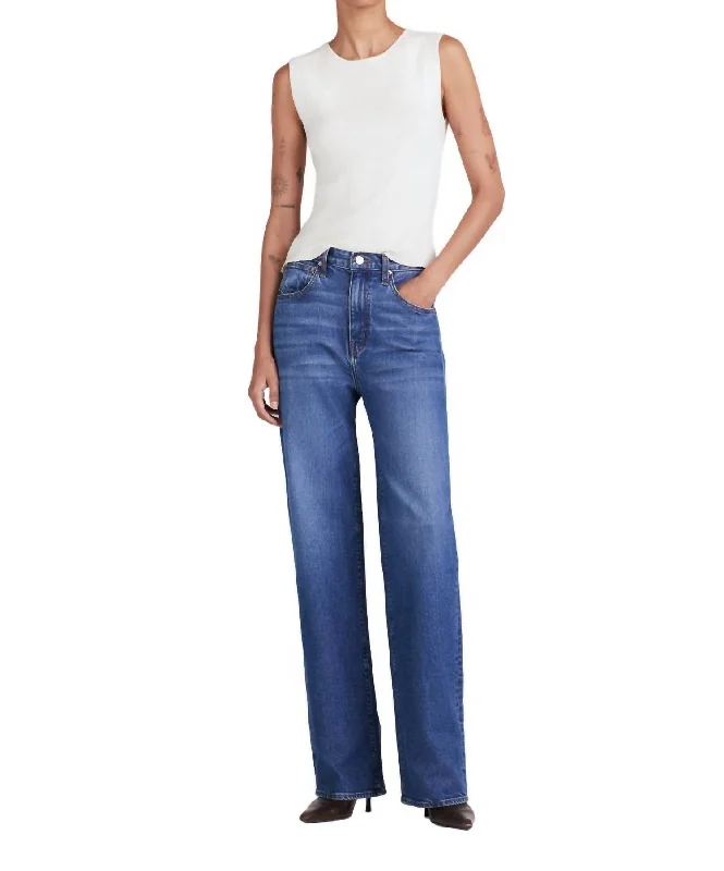 Faye High Rise Tailored Wide Leg Jeans In Mercer Fashionable Straight Fit Denim
