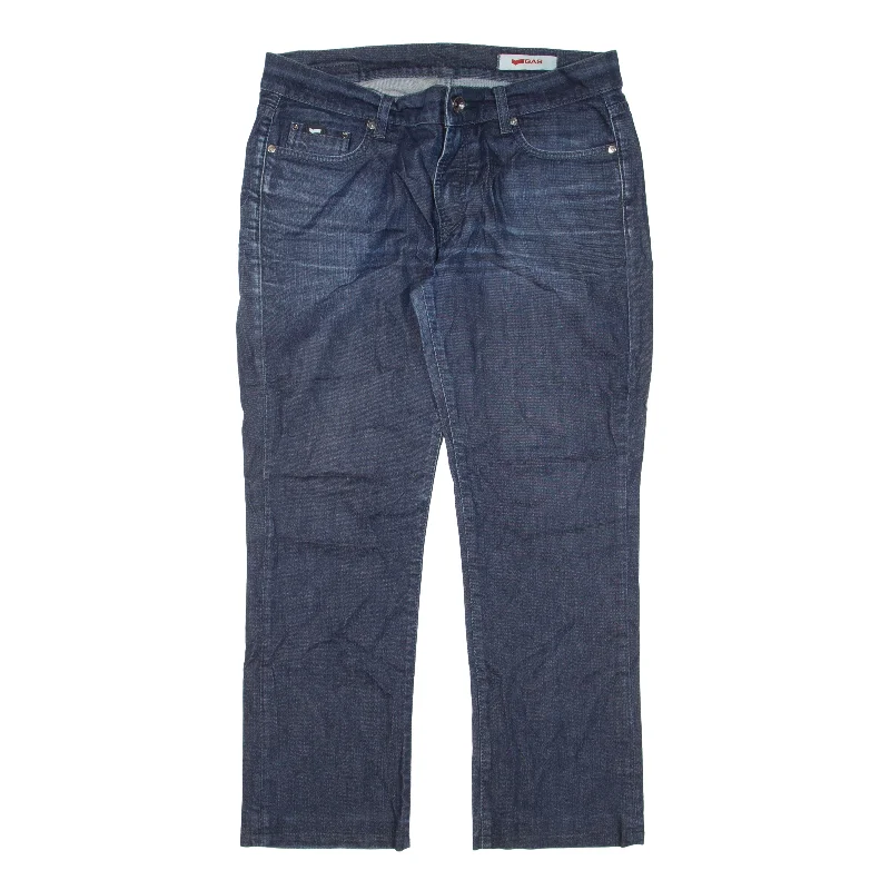 GAS Jeans Blue Denim Regular Straight Womens W32 L27 Chic Double Waistband Jeans