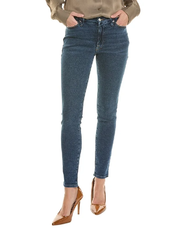 GOOD AMERICAN Good Legs Blue Low-Rise Skinny Jean Elegant Raw Hem Jeans
