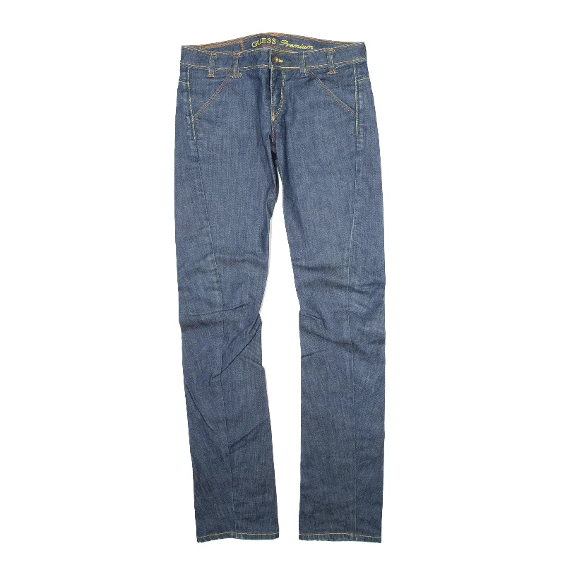 GUESS Rocket Premium Jeans Blue Denim Slim Straight Womens W27 L33 Trendy Vintage Denim Jeans