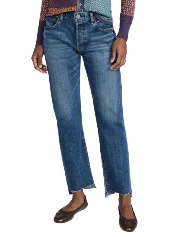 Harris Straight Jeans In Blue Trendy Button-Up High-Waist Jeans