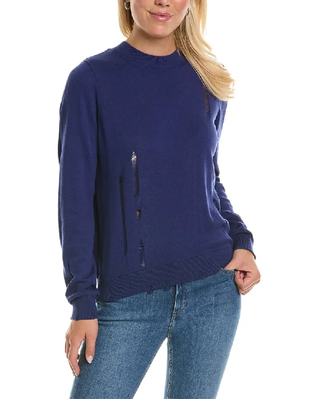 HUDSON Jeans Pleated Twist Back Cashmere-Blend Sweater Stylish High-Waisted Denim
