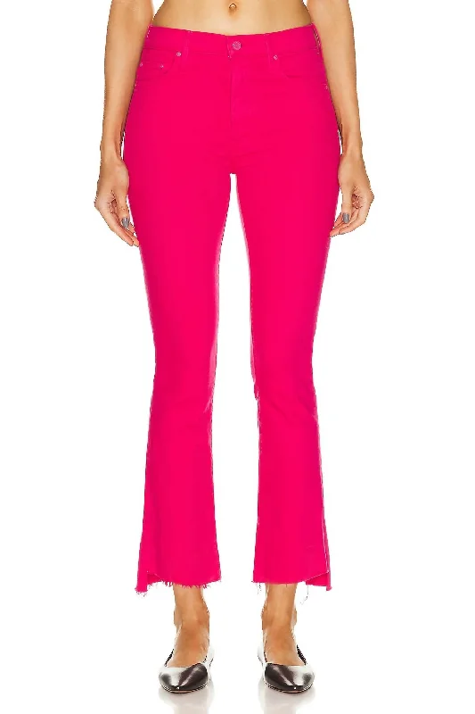 Insider Crop Step Fray Jeans In Raspberry Sorbet Comfortable Faded High-Rise Jeans