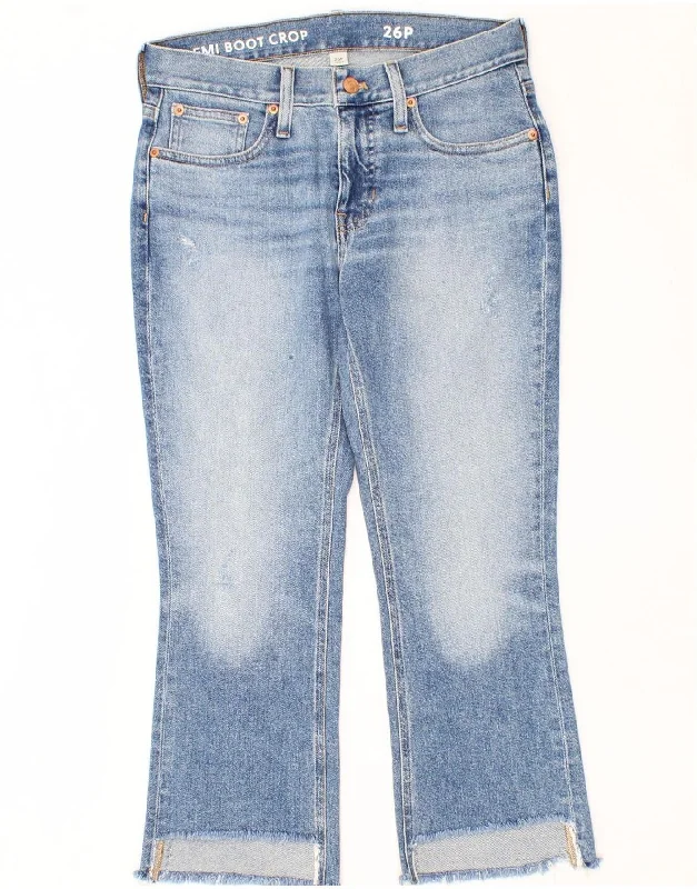 J. CREW Womens Bootcut Cropped Jeans W26 L23 Blue Cotton Fashionable Button-Front Jeans J. CREW Womens Bootcut Cropped Jeans W26 L23 Blue Cotton Fashionable Button-Front Jeans