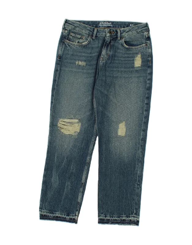 JACK WILLS Womens Girlfriend Distressed Straight Jeans W26 L26 Blue Cotton Fashionable Mom Jeans JACK WILLS Womens Girlfriend Distressed Straight Jeans W26 L26 Blue Cotton Fashionable Mom Jeans