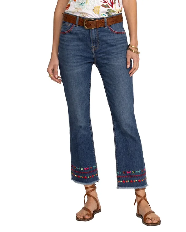 Johnny Was The Cropped Baby Boot Jean Trendy Wide-Leg High-Waist Denim