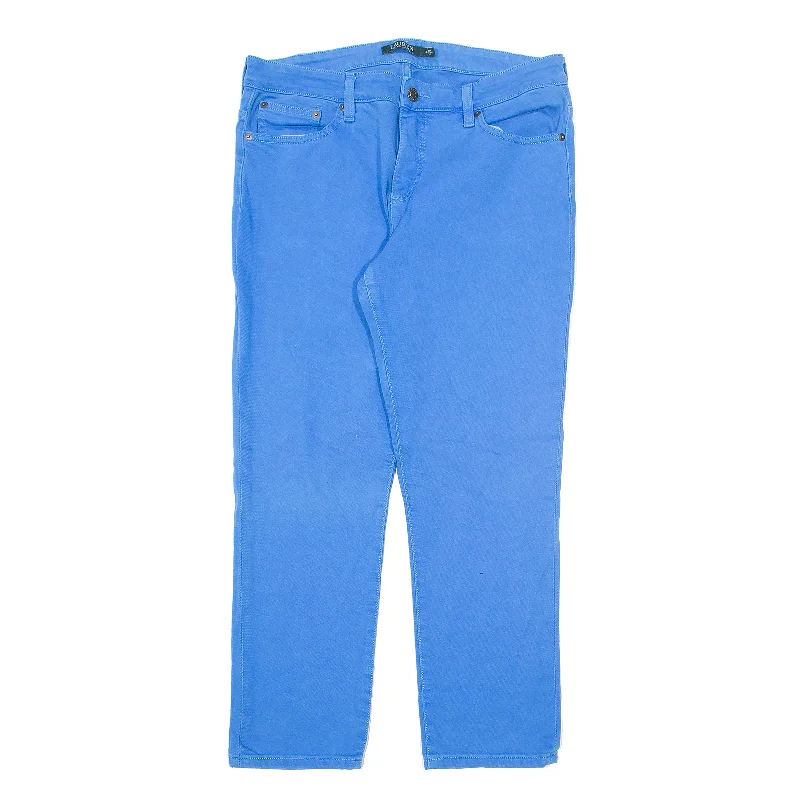 LAUREN RALPH LAUREN Cropped Jeans Blue Denim Regular Straight Womens W32 L25 Fashionable White Denim Jeans