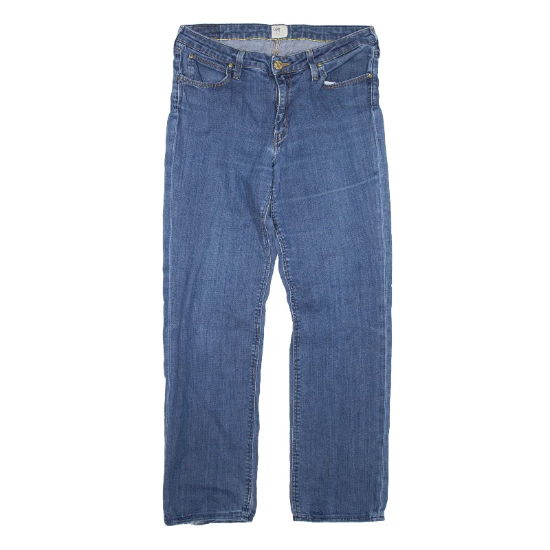 LEE Marion Jeans Blue Denim Regular Straight Womens W31 L28 Elegant Raw Hem Jeans