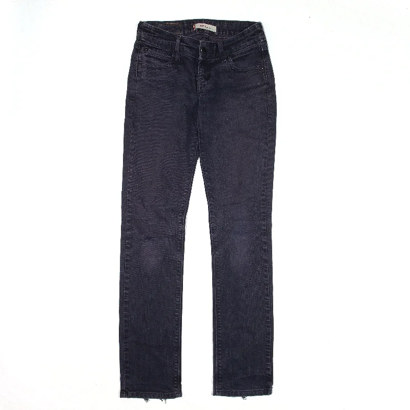 LEVI'S 571 Distressed Jeans Black Denim Slim Straight Womens W25 L32 Chic Vintage-Inspired Denim Jeans LEVI'S 571 Distressed Jeans Black Denim Slim Straight Womens W25 L32 Chic Vintage-Inspired Denim Jeans