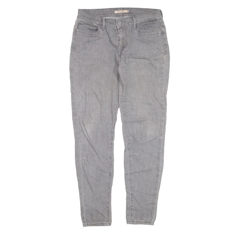 LEVI'S 710 Jeans Grey Denim Slim Skinny Womens W28 L30 Cozy Wide-Legged Jeans