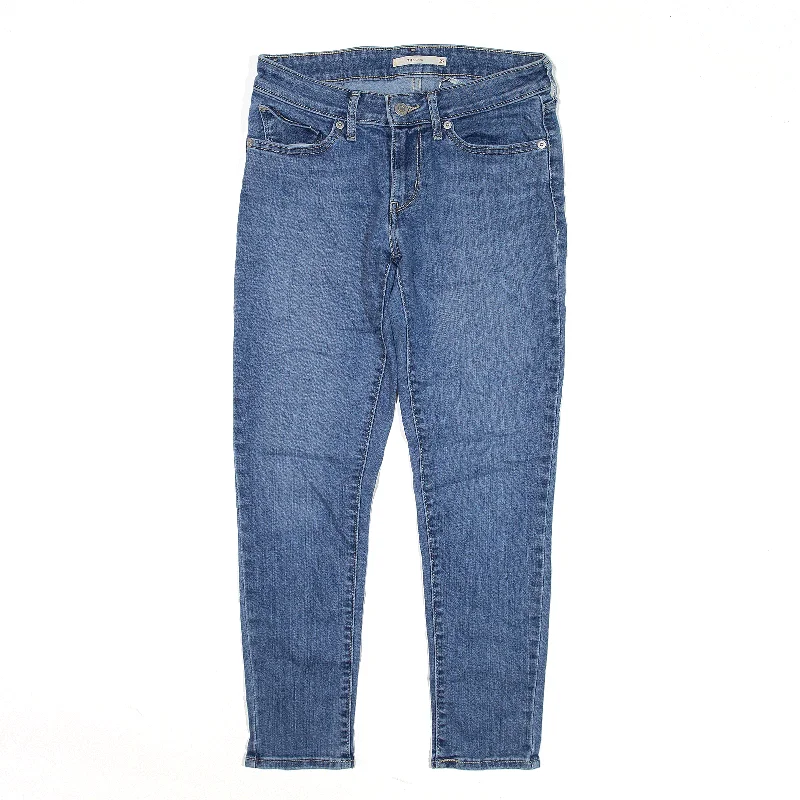 LEVI'S 711 Jeans Blue Denim Slim Skinny Womens W27 L25 Trendy Patchwork Denim Jeans