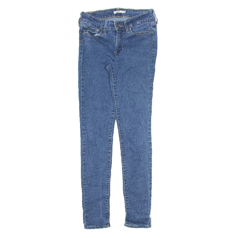LEVI'S 711 Jeans Blue Denim Slim Skinny Womens W27 L30 Comfortable Faded High-Rise Jeans