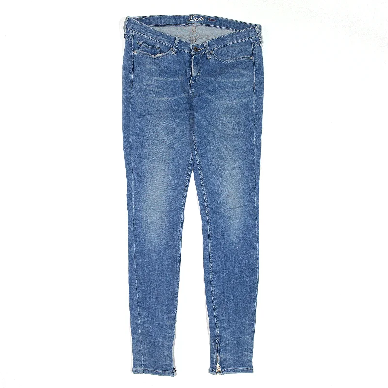LEVI'S Jeans Blue Denim Slim Skinny Womens W27 L29 Stylish Shredded Denim Jeans