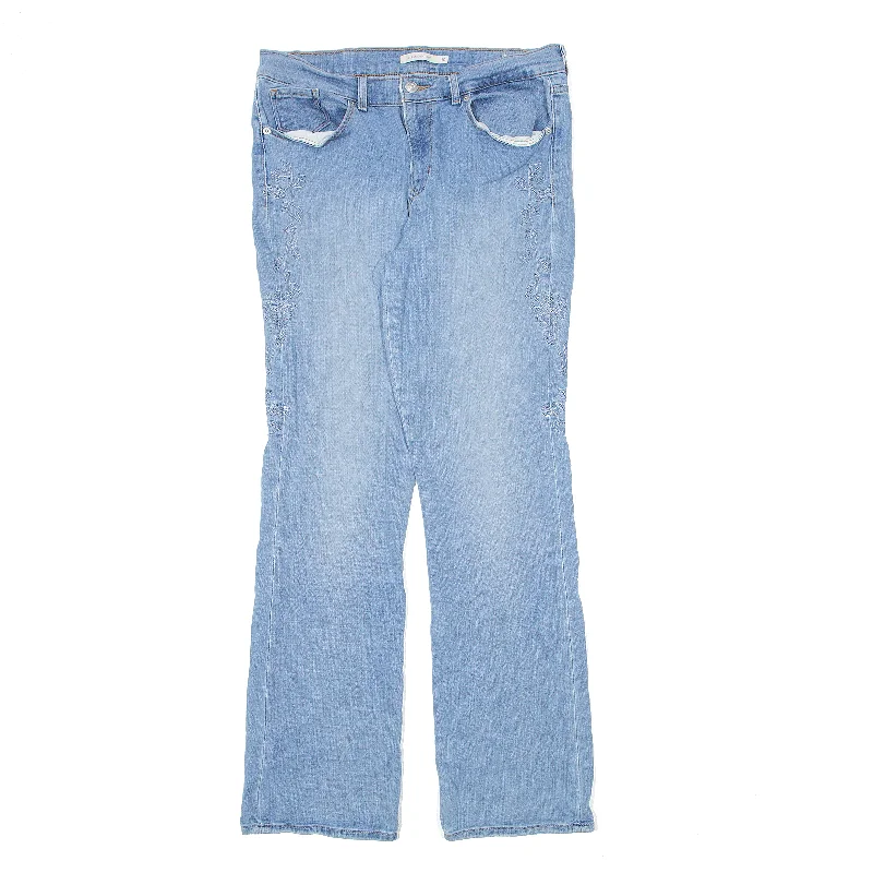 LEVI'S Floral Embroidery Jeans Blue Denim Classic Bootcut Stone Wash Womens W30 L32 Trendy Vintage Denim Jeans