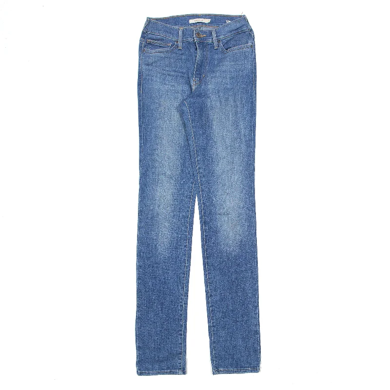 LEVI'S Jeans Blue Denim Slim Straight Stone Wash Womens W24 L32 Casual Distressed Skinny Jeans