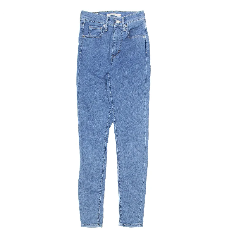 LEVI'S Mile High Premium Jeans Blue Denim Slim Skinny Stone Wash Womens W24 L28 Stylish Cargo Style Jeans