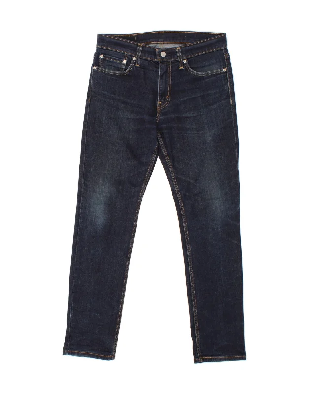 LEVI'S Womens 511 Slim Jeans W32 L32  Navy Blue Cotton Cozy Wide-Legged Jeans