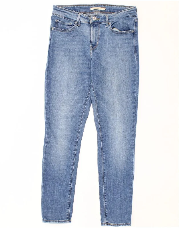 LEVI'S Womens 711 Skinny Jeans W28 L27 Blue Cotton Comfortable Drawstring Waist Jeans