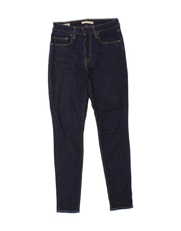 LEVI'S Womens 712 High Rise Skinny Jeans W28 L29 Navy Blue Cotton Fashionable Raw Hemmed Jeans LEVI'S Womens 712 High Rise Skinny Jeans W28 L29 Navy Blue Cotton Fashionable Raw Hemmed Jeans