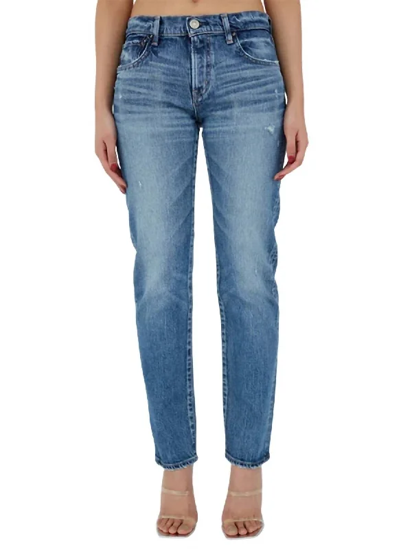 Mallard Slim Straight Jean In 113 Dark Blue Chic Rip-Detail High-Waist Jeans