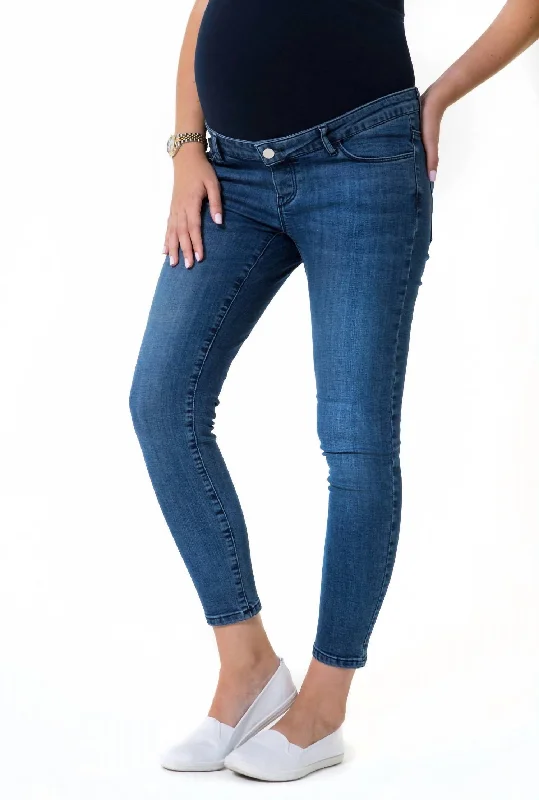 Maternity Skinny Jeans In Classic Blue Comfortable Ankle Jeans