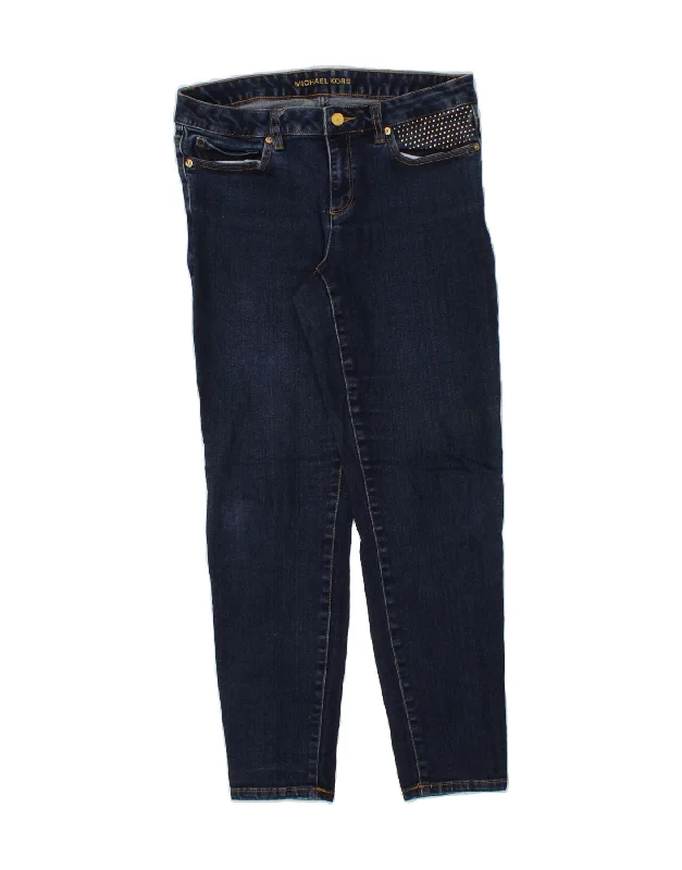 MICHAEL KORS Womens Slim Cropped Jeans US 8 Medium W30 L27 Navy Blue Stylish Bootcut Denim Jeans MICHAEL KORS Womens Slim Cropped Jeans US 8 Medium W30 L27 Navy Blue Stylish Bootcut Denim Jeans