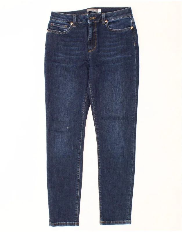 MINT VELVET Womens Slim Jeans UK 10 Small W27 L27  Navy Blue Cotton Comfortable Faded High-Rise Jeans