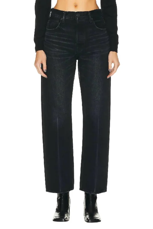 Murrieta Wide Straight Jean In Black Stylish Stone-Wash Denim Jeans
