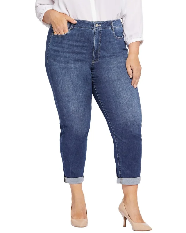 NYDJ Plus Girlfriend High-Rise Skinny Jean Cozy Wide-Legged Jeans