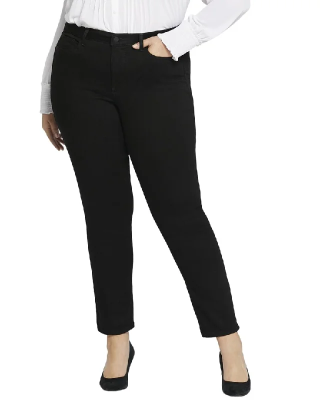 NYDJ Plus Sheri Black Slim Jean Comfortable Low-Rise Jeans