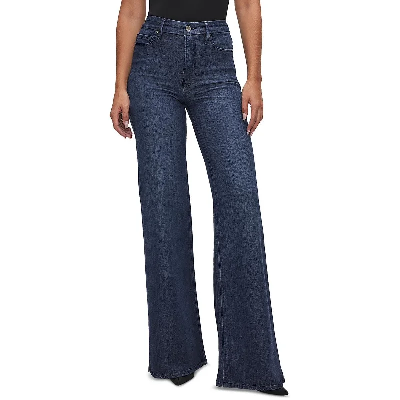 Plus Good Waist Womens High Rise Denim Wide Leg Jeans Comfortable Flare Leg Jeans
