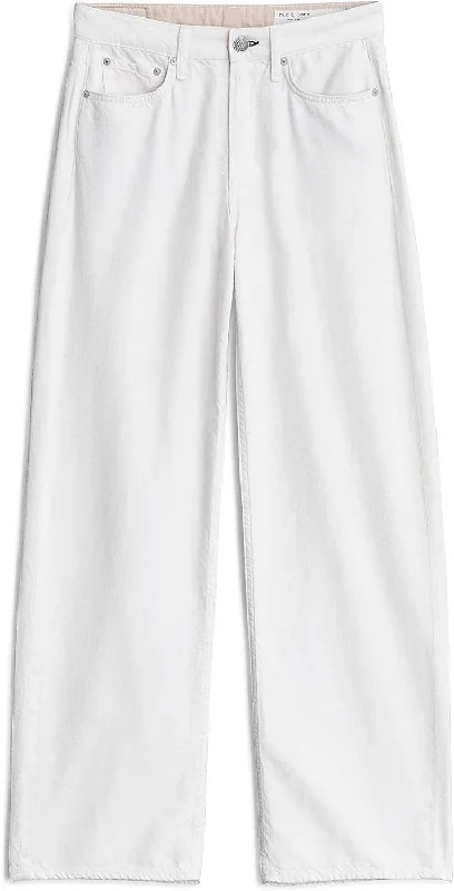 Rag & Bone Featherweight Logan Ecru Wide Leg Jeans Fashionable Straight Cut Jeans