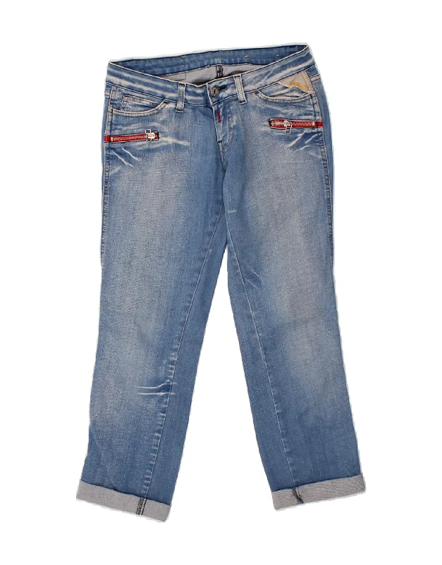 REPLAY Womens Cropped Jeans W27 L24 Blue Cotton Comfortable Folded Hem Jeans