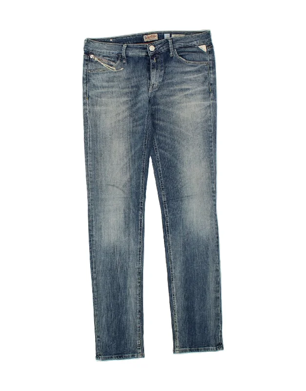 REPLAY Womens Slim Jeans W30 L34  Blue Trendy Pleated Waist Jeans