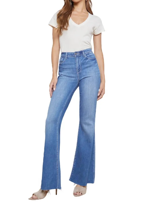 Sera Sneaker Flare Jeans In Bordello Trendy Low-Rise Bootcut Jeans