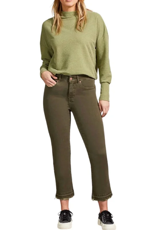 Sophia Curvy Micro Flare Jeans In Olive Stylish Relaxed Fit Skinny Jeans