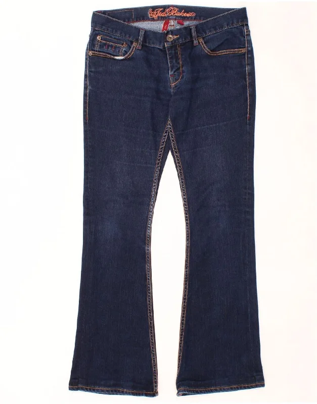 TED BAKER Womens Bootcut Jeans Size 3 Medium W32 L30 Navy Blue Cotton Casual Light Wash Jeans