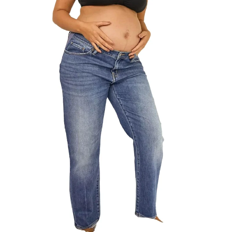 The Under The Belly Boyfriend Maternity Jean In Indigo Chic Ripped Jeans