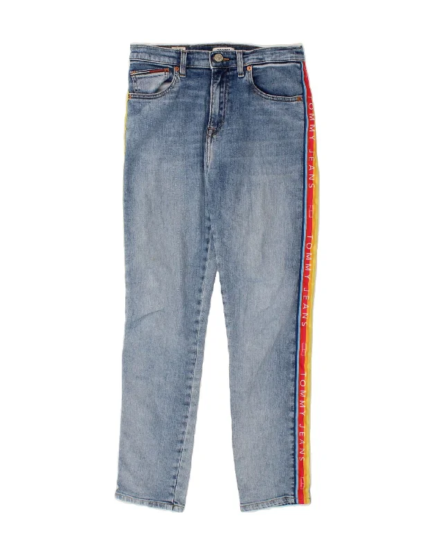 TOMMY HILFIGER Womens Cropped Graphic High Rise Slim Jeans W27 L27  Blue Casual Distressed Denim Jeans