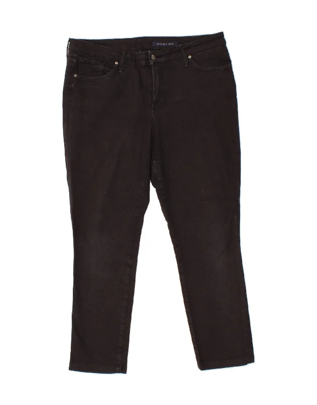 TOMMY HILFIGER Womens Slim Jeans W34 L26  Black Cotton Stylish High-Rise Mom Jeans