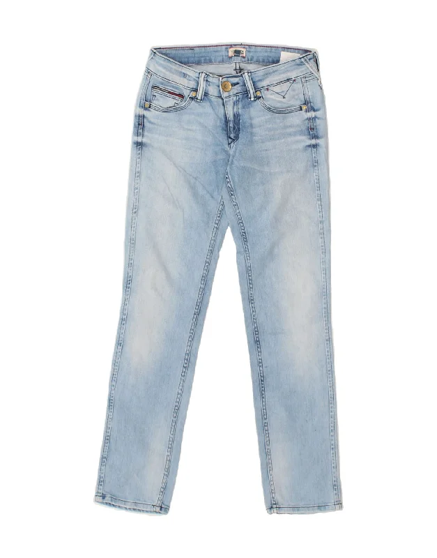 TOMMY HILFIGER Womens Straight Jeans W25 L30 Blue Cotton Chic Faded Blue Jeans