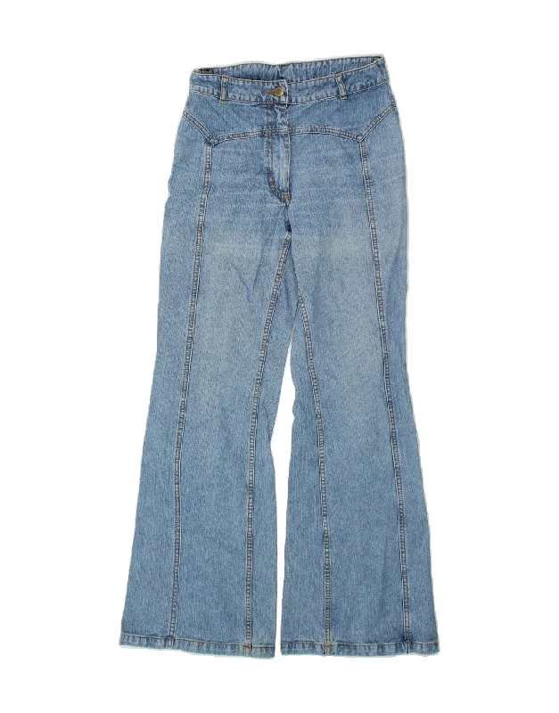 VINTAGE Womens Flared Jeans UK 14 Medium W28 L31  Blue Cotton Elegant High-Waisted Flared Jeans